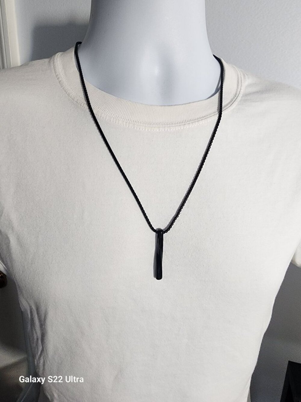 Black Stainless Steel Twisted Pendant Necklace With Matching Chain - Modern Mini